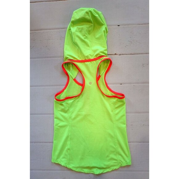 90 Degree by Reflex Girls Bright Neon Green Hooded Tank Top, Size S (7-8) - Picture 3 of 4